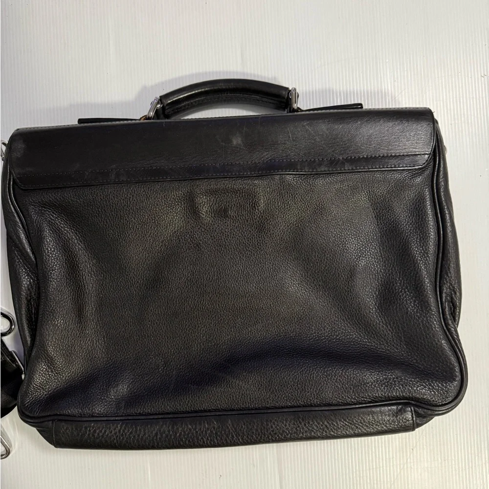 Tumi Leather‎ Briefcase Expandable Laptop Black 94232D